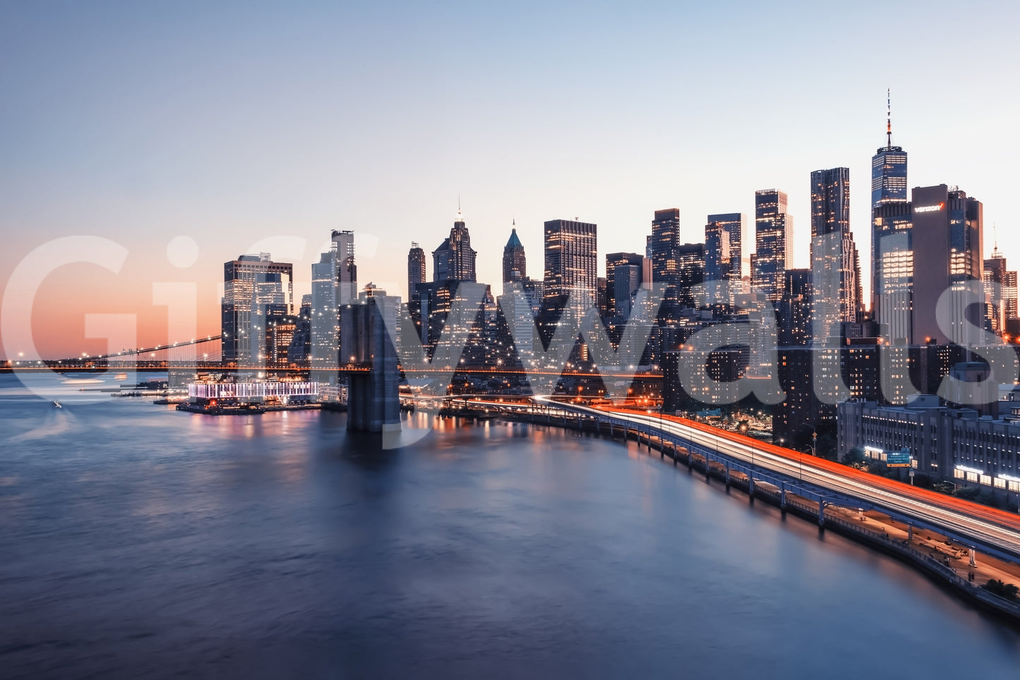 City Lights Dusk Wall Mural