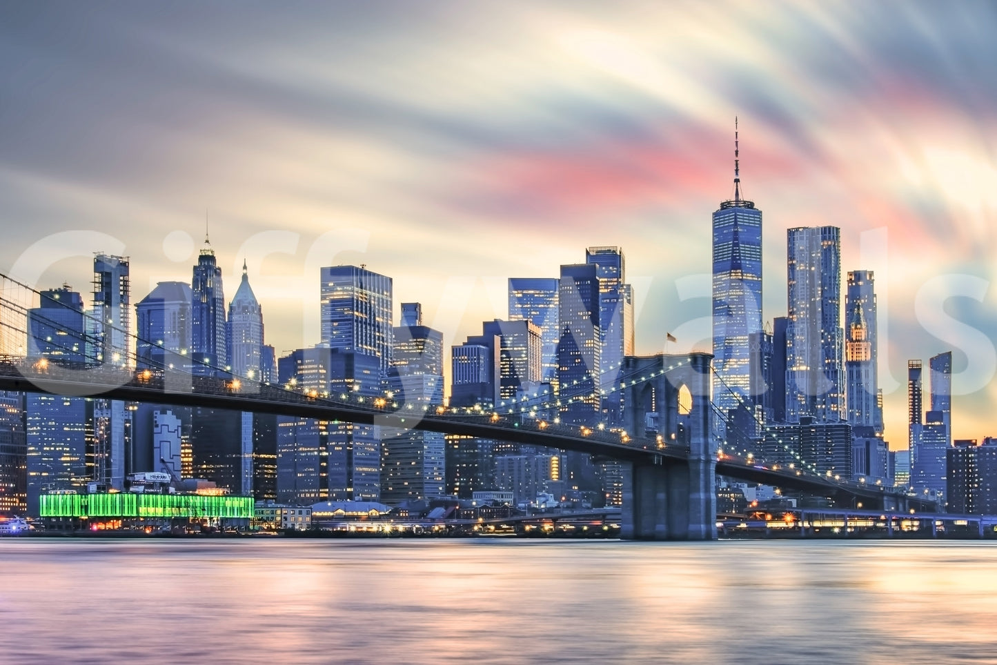 Manhattan City Lights  Wall Mural