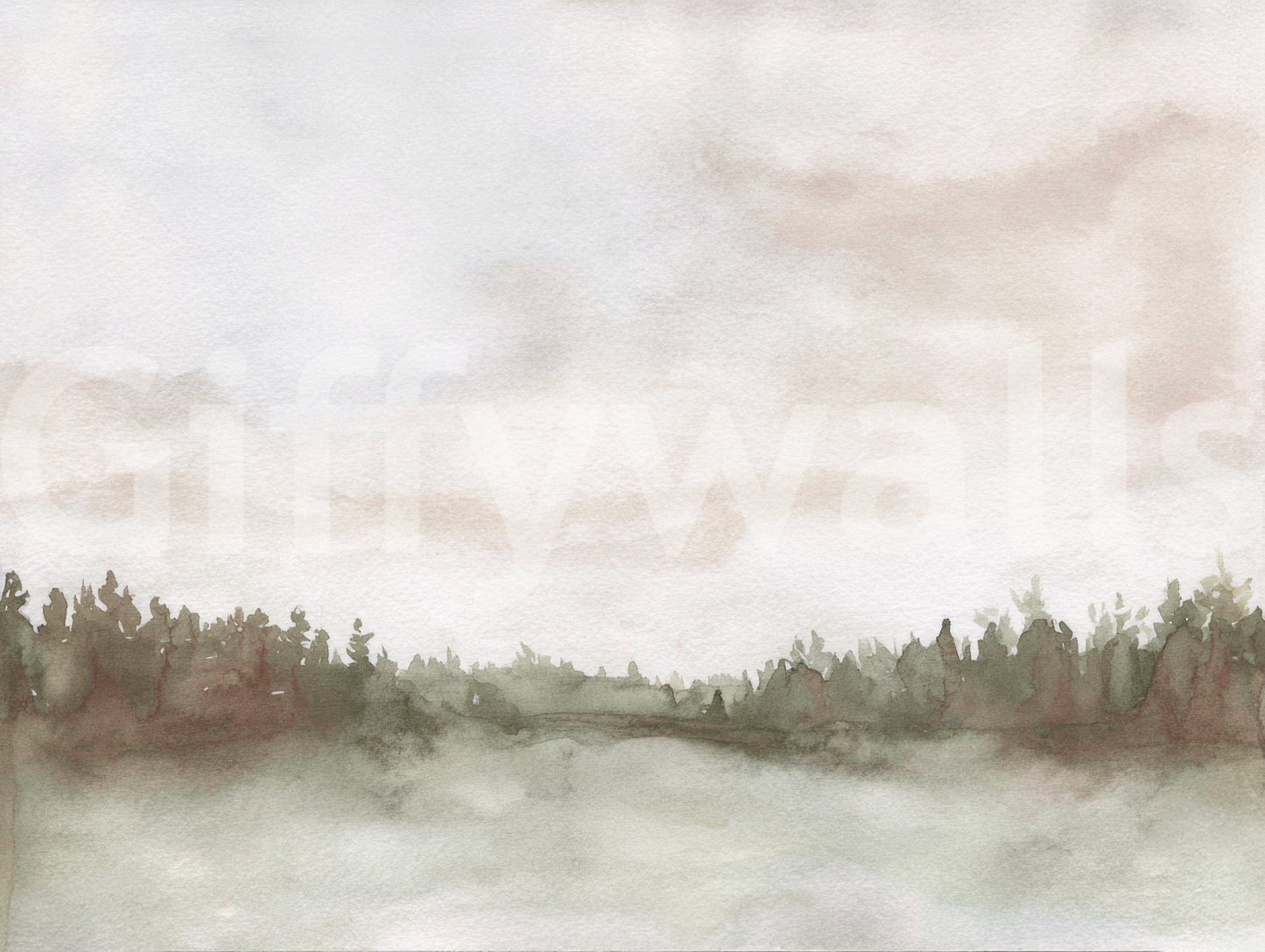 Minimalist Misty Trees  Wall Mural