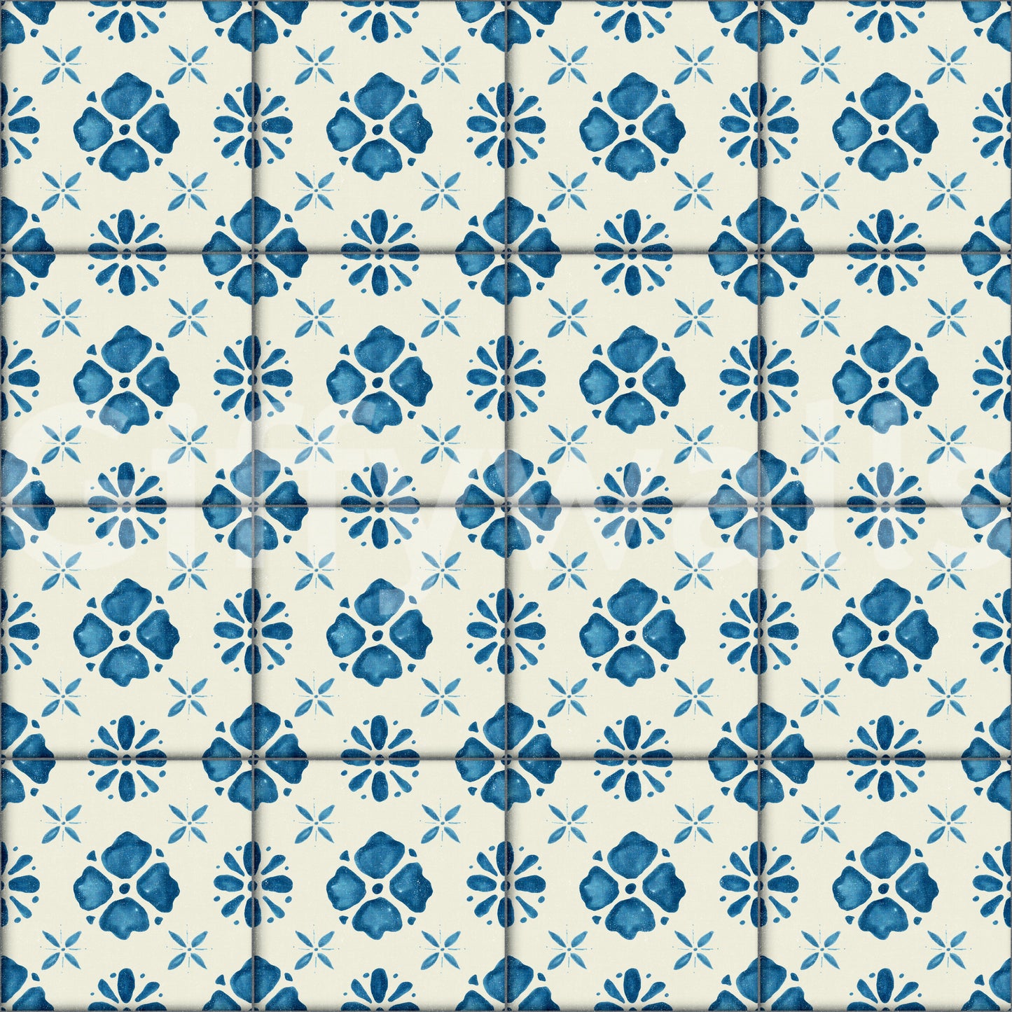Farmhouse Classic Backsplash Blue Wallpaper⁠