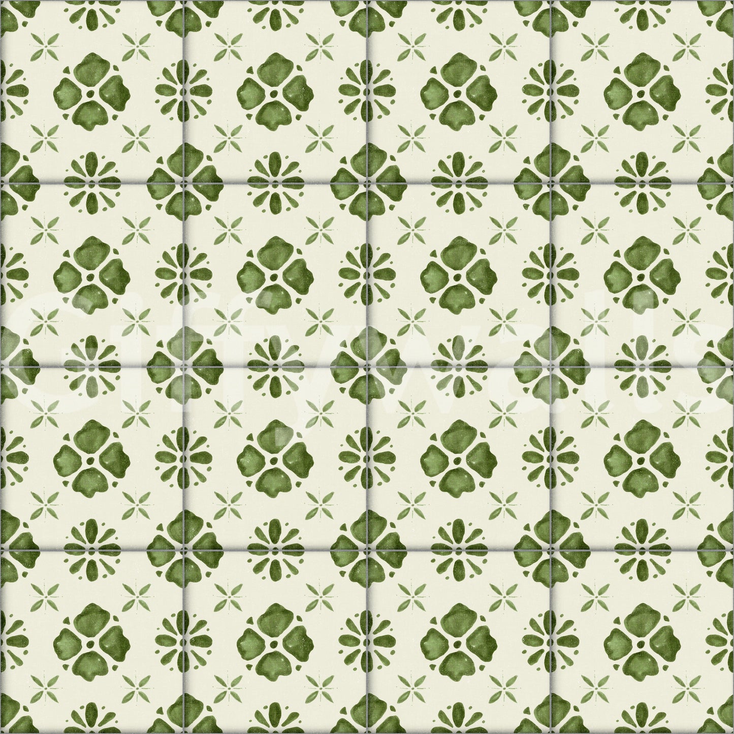 Farmhouse Classic Backsplash Olive Wallpaper⁠