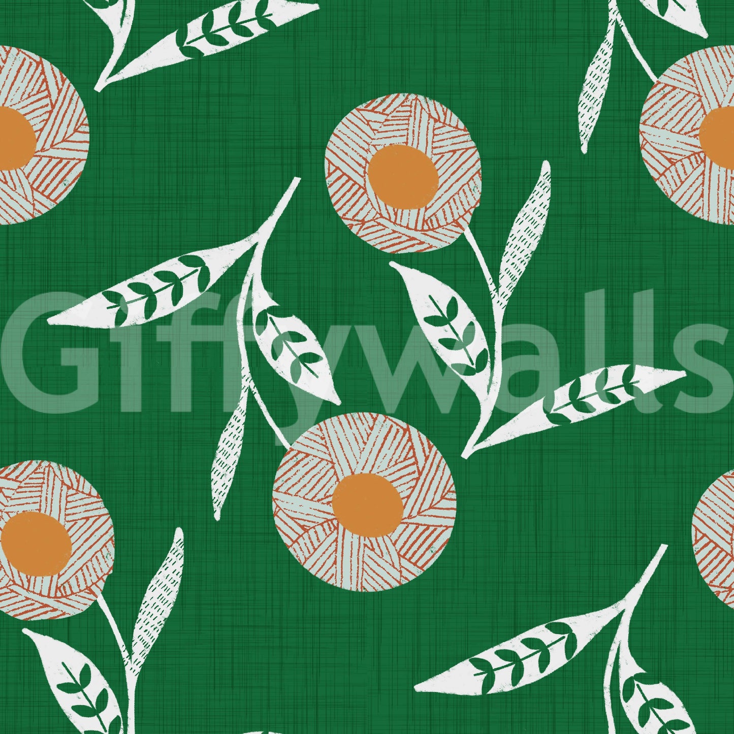 Cozy Scandi Flower Forest Green - Craft Botanical Wallpaper⁠