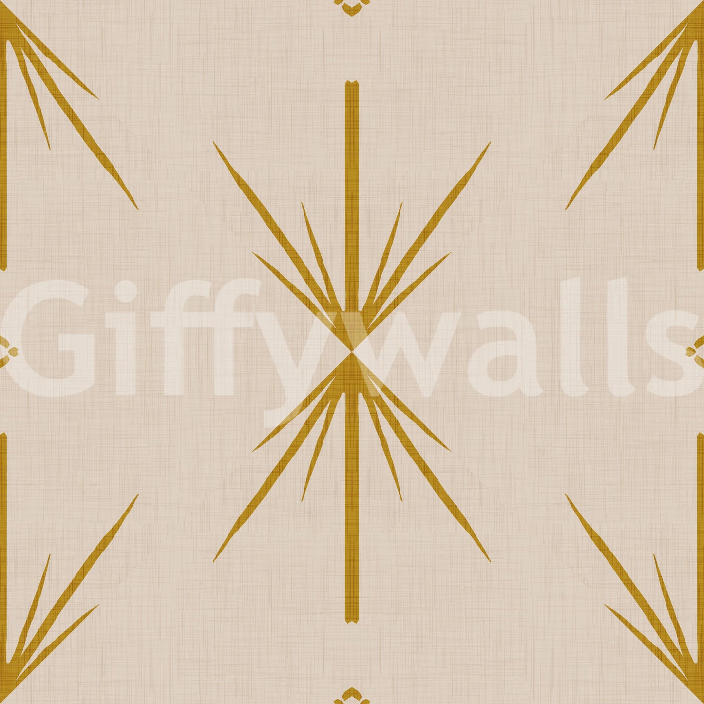 Mid Century Modern Atomic Starburst Cross Mustard Wallpaper⁠