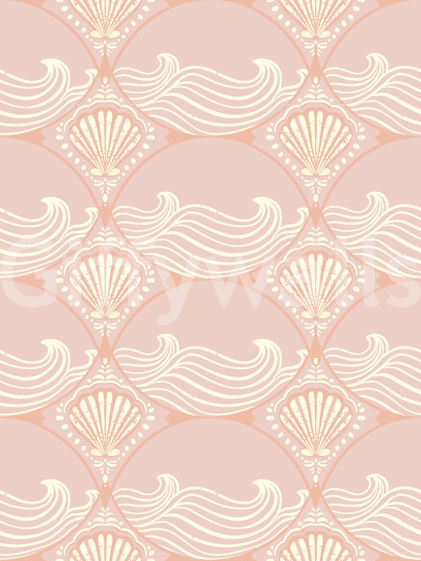 Blush Shell & Wave Pattern Wallpaper⁠