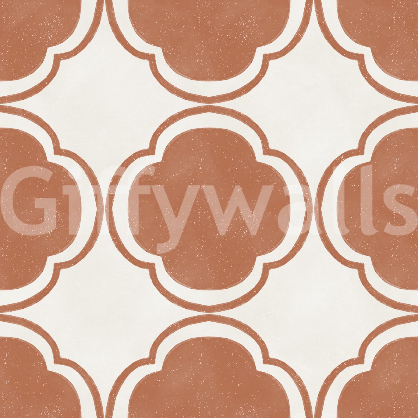 Mediterranean Quatrefoil Decor - Terracotta Wallpaper⁠