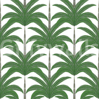 Green palm leaves repeat across this Tropical Frond Rhythm wallpaper.