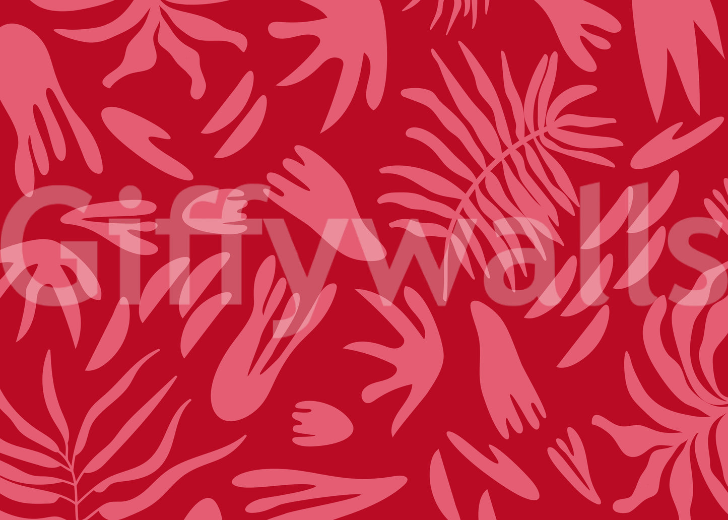 Crimson Botanical Dance wall mural with strong visual flow