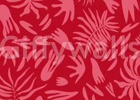 Crimson Botanical Dance wall mural with strong visual flow