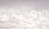 Nature sky wall mural with light clouds and subtle pink hues
