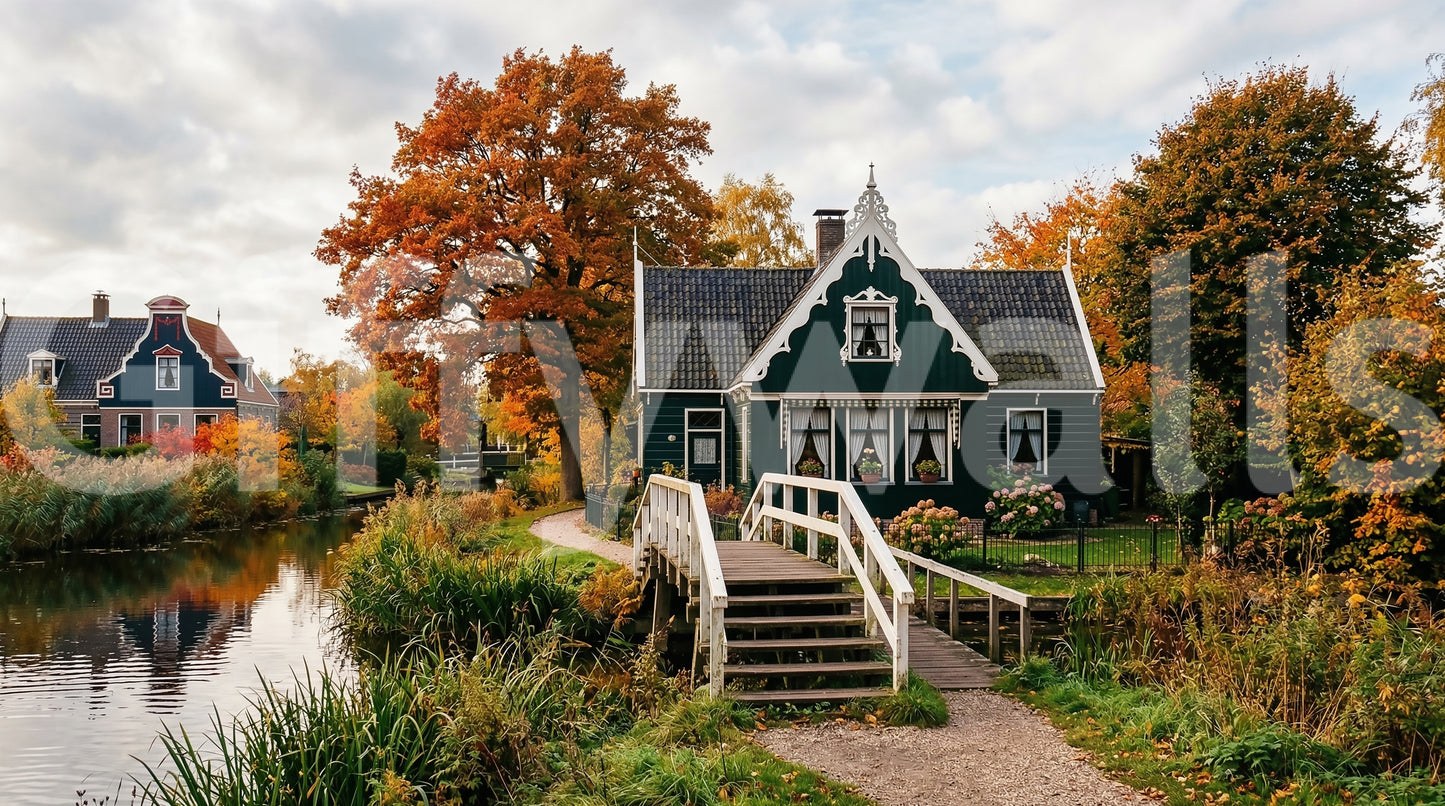 Dutch Autumn Canal Charm Wall Mural