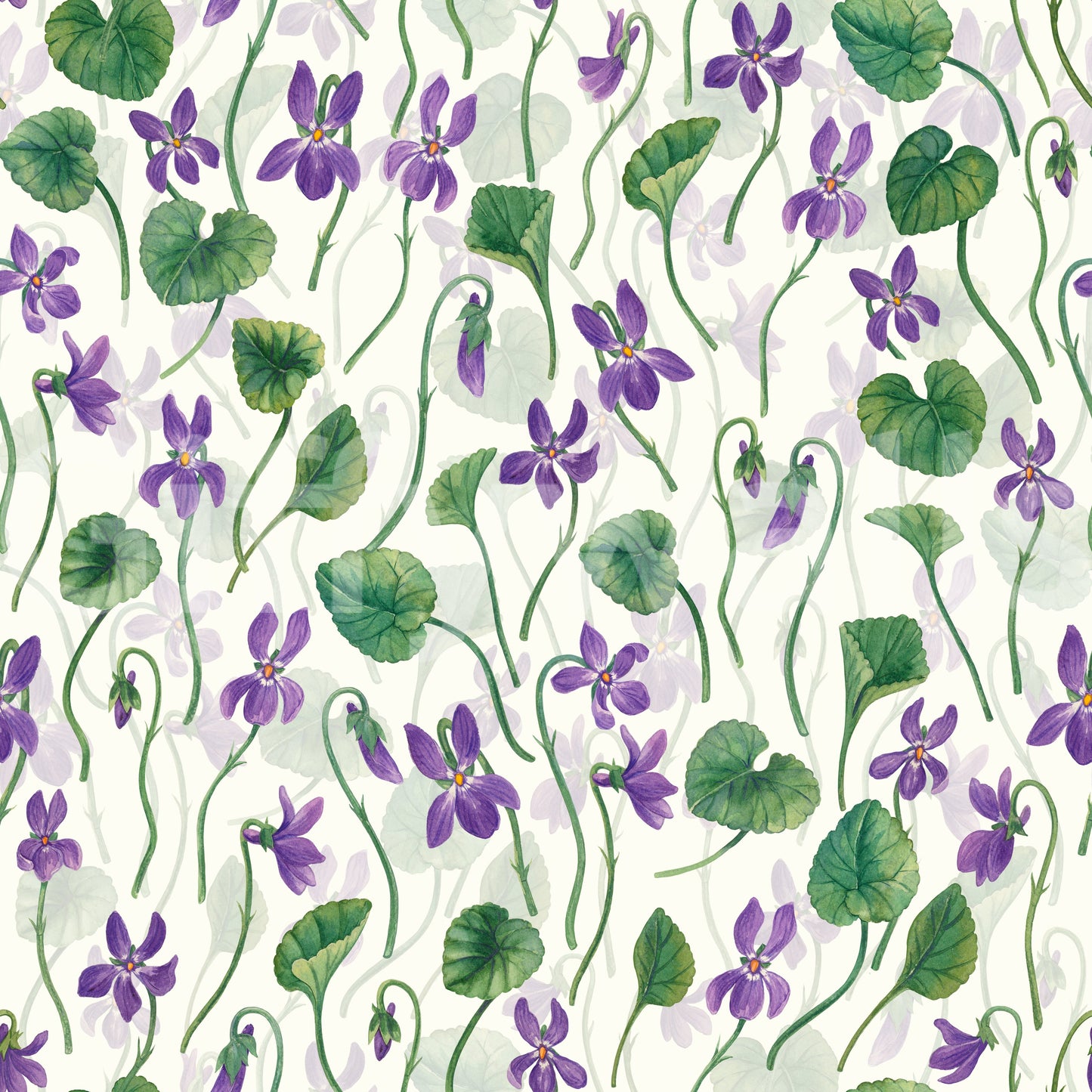 Watercolor violets on off white Wallpaper⁠