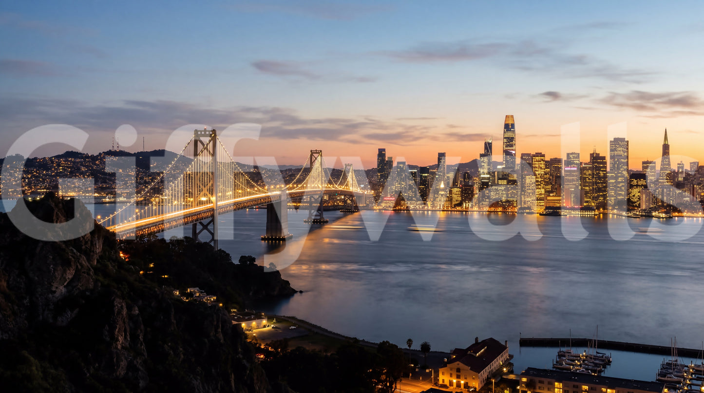 Bay Bridge Evening Majesty Wall Mural
