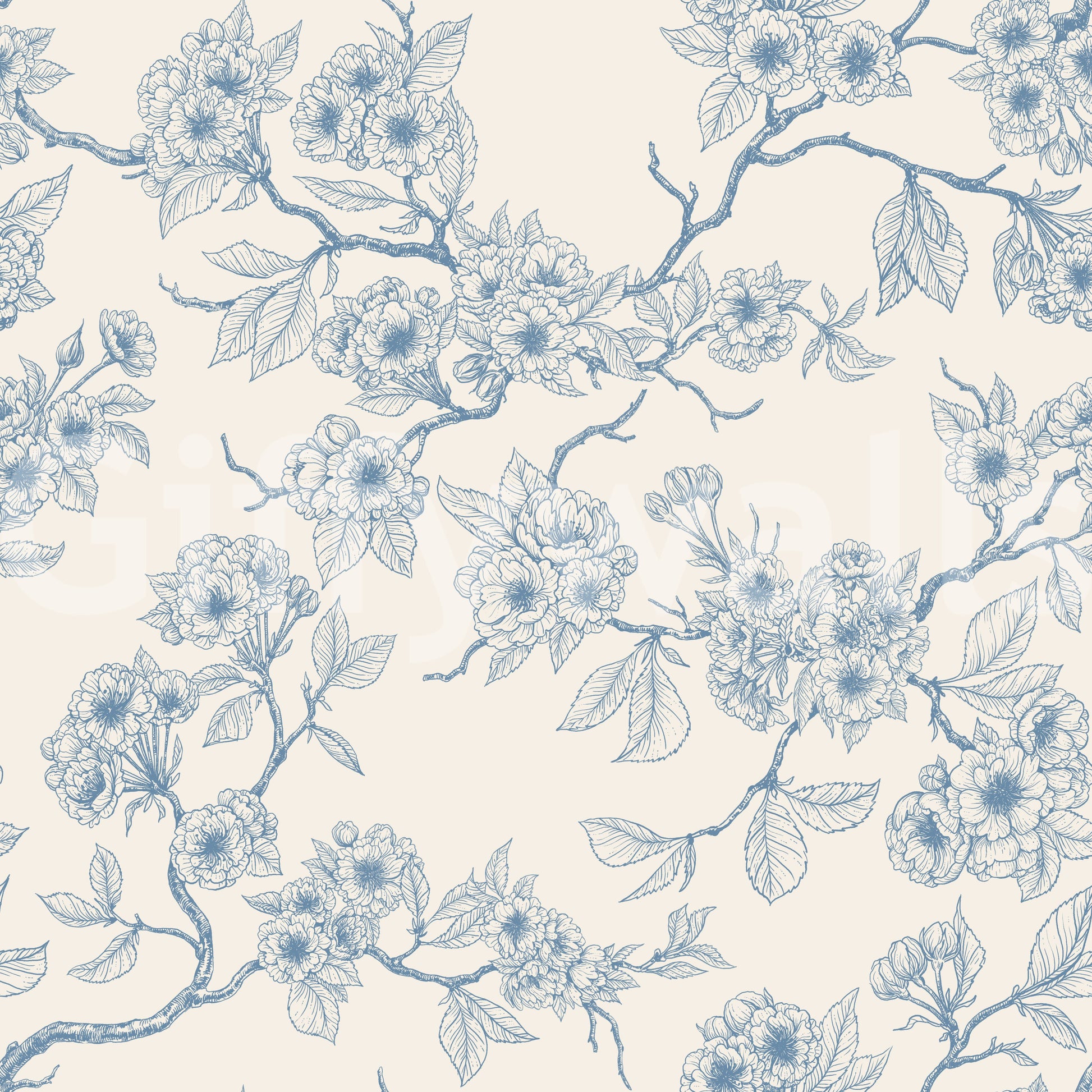 Serene Blossom Branches wallpaper with repeated botanical pattern