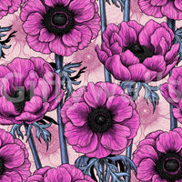 Elegant pink botanical wallpaper with Pink Anemone Garden composition