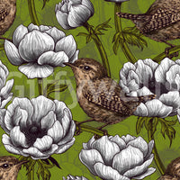 Nature layout in Wrens in the White Anemone Garden wallpaper