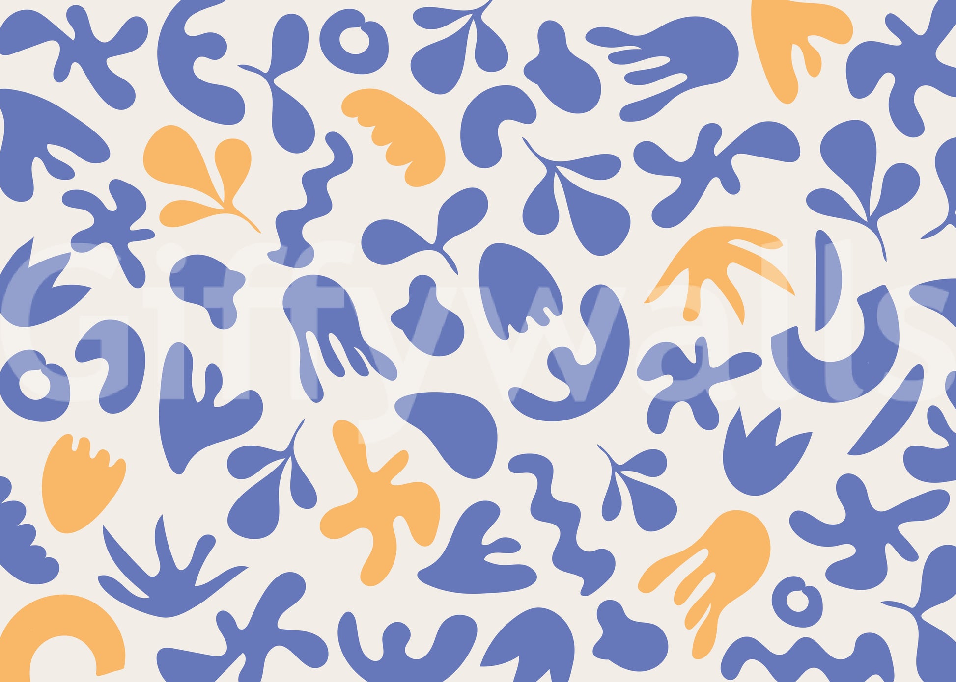 Stylish Blue Organic mural with gentle shape variation