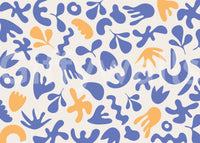 Stylish Blue Organic mural with gentle shape variation