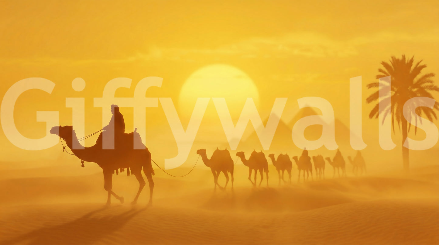 Sands of Time: Golden Desert Caravan Wall Mural