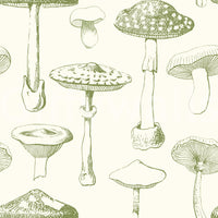 Nature-inspired line art fills Ancient Forest Mushrooms Wallpaper with detail
