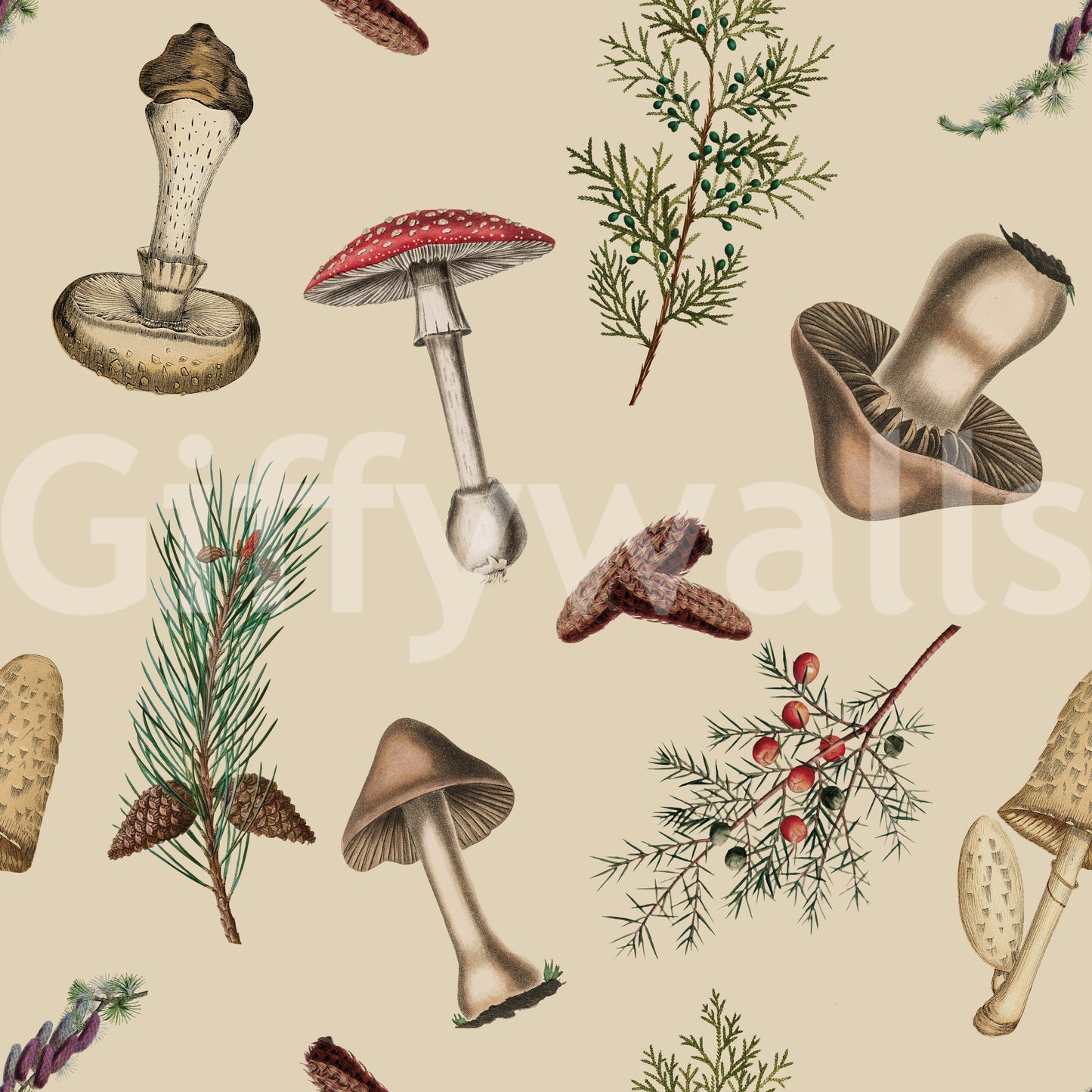 Nature sketch motifs shape Rustic Forest Fodder wallpaper beautifully