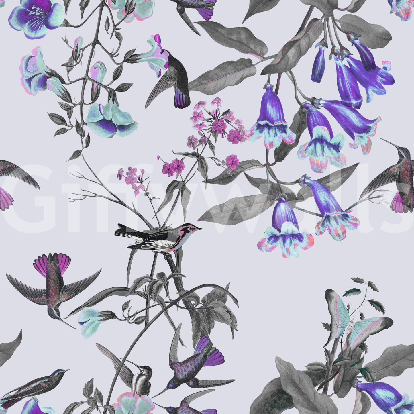 Layered stems and petals define Aviary Bloom wallpaper with refined movement