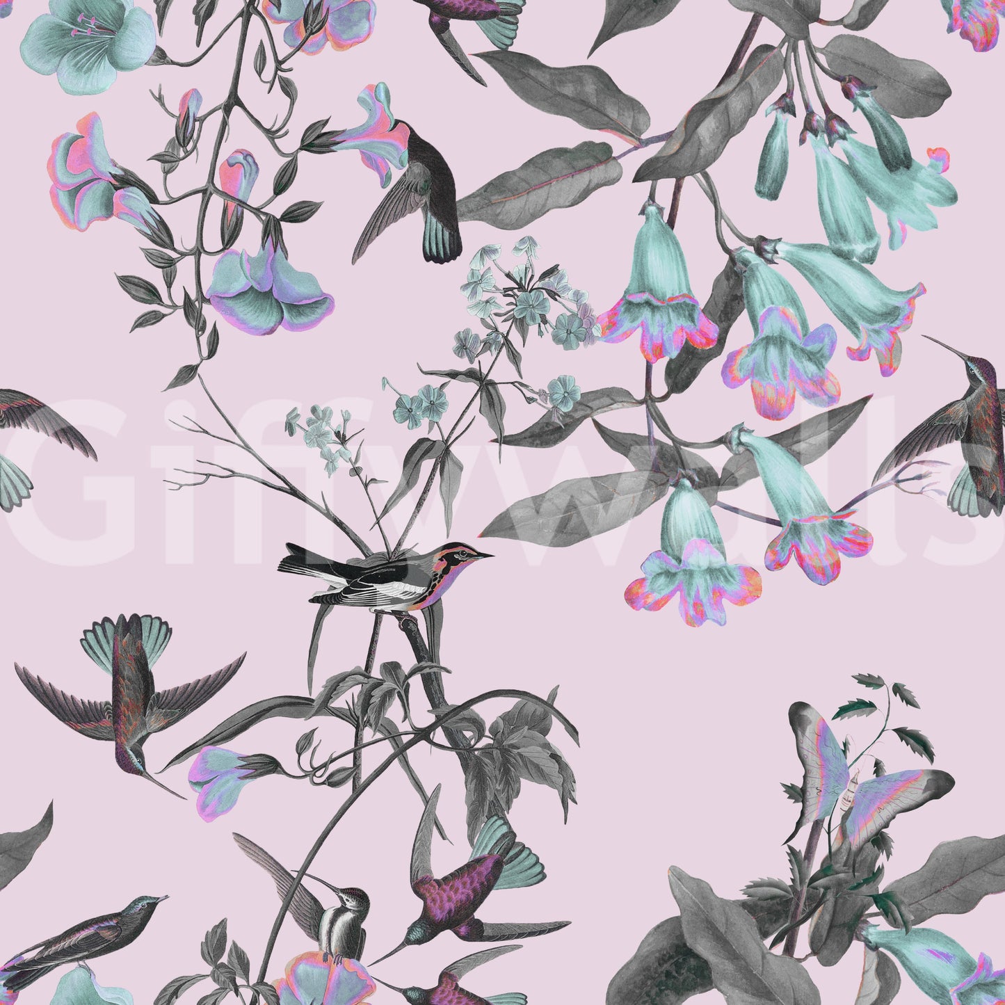Aviario de colores pastel encantados Wallpaper⁠