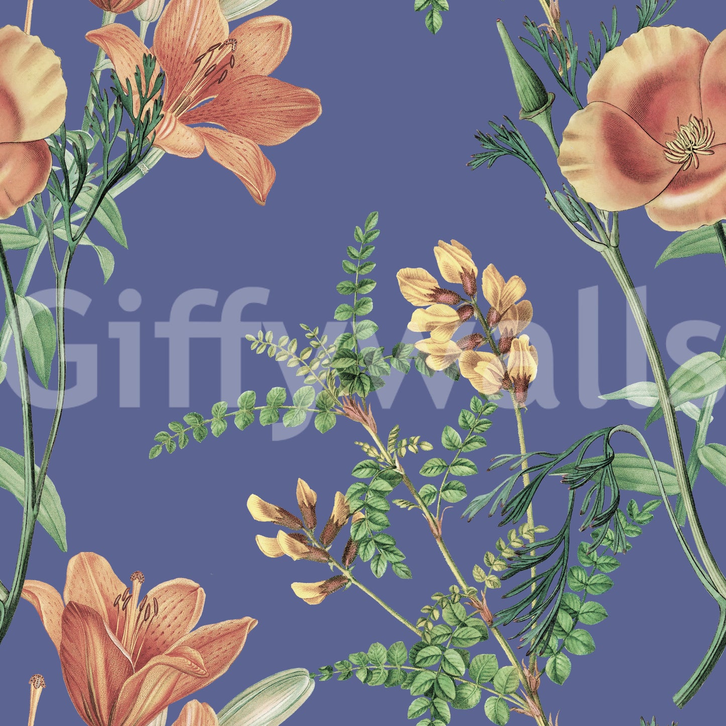 Flores antiguas sobre fondo de vinca Wallpaper⁠