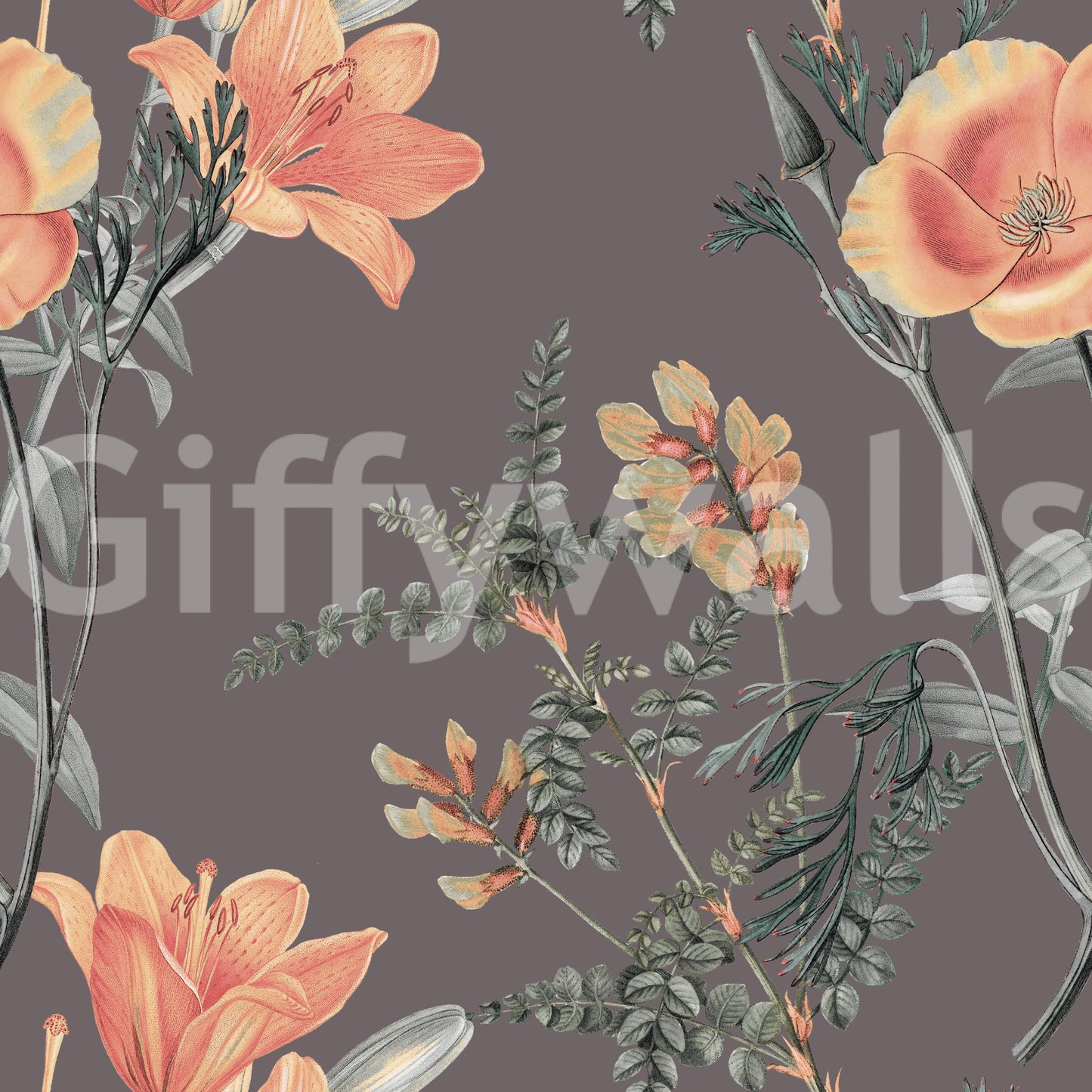 Elegancia botánica de melocotón y salvia Wallpaper⁠