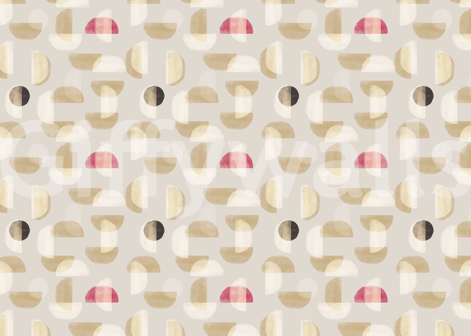 Abstract Whispering Shapes mural featuring soft tone geometry