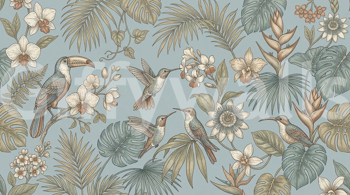 Tropical Birds Serenity  Wall Mural
