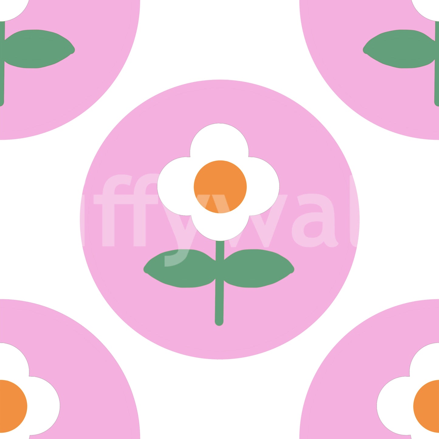 Playful daisy artwork on Retro Daisy Circles wallpaper layout