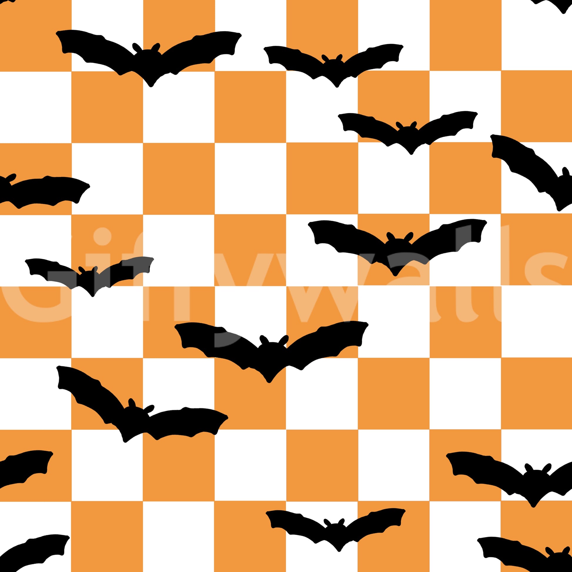 Repeating Spooky Checkerboard Bats Wallpaper with scattered bat silhouettes
