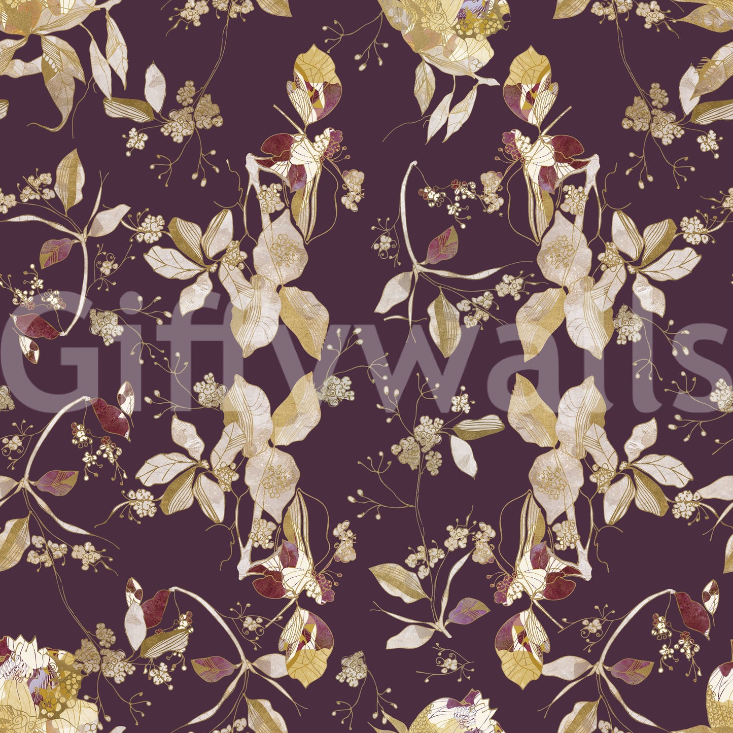 Plum Botanical Blossom Wallpaper⁠