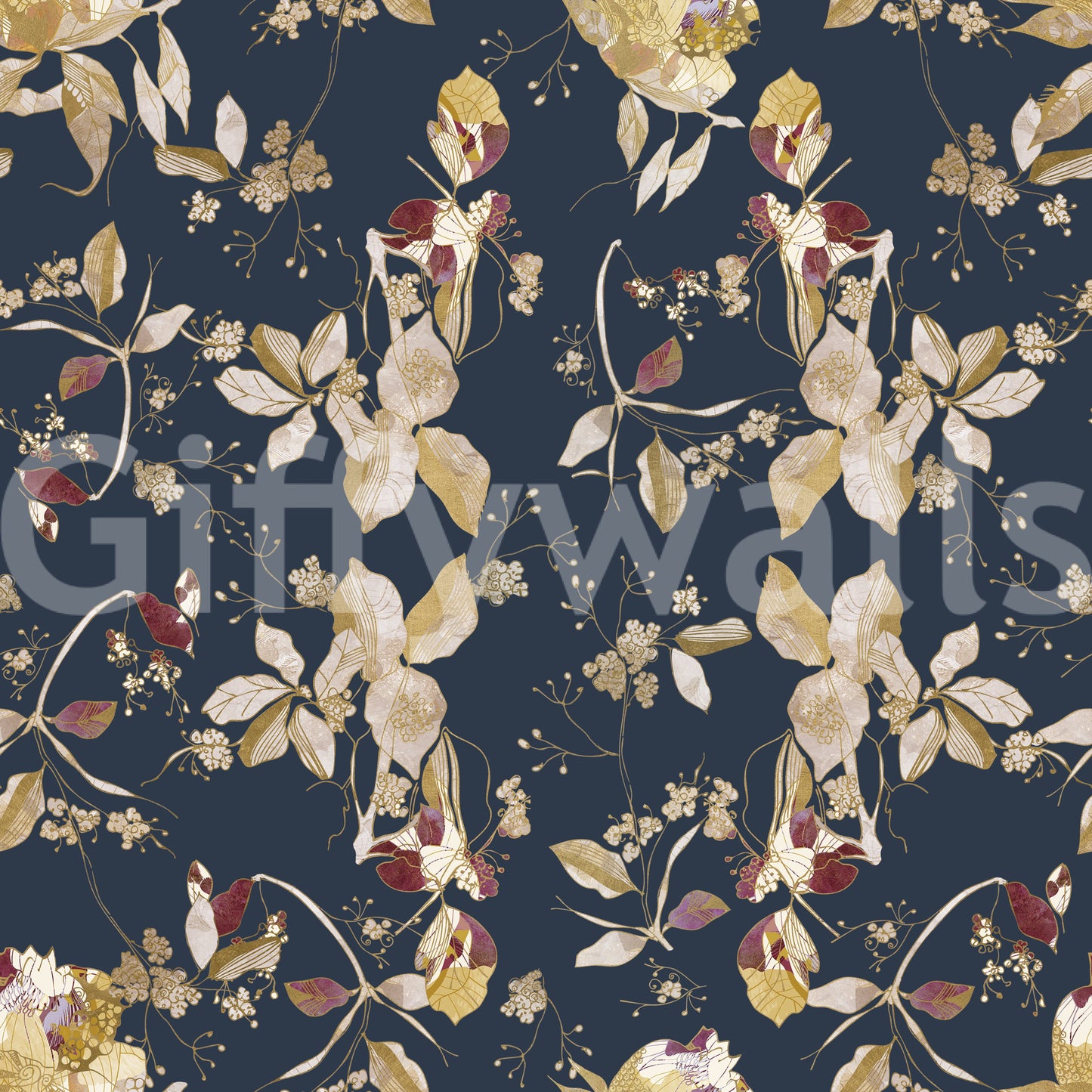 Forest Green Floral Trail  Wallpaper⁠