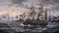 Mountain coastline meets open sea across the Ocean's Majesty wall mural.