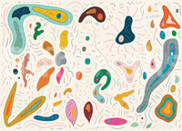 Full cream ground view of the playful abstract shapes wall mural