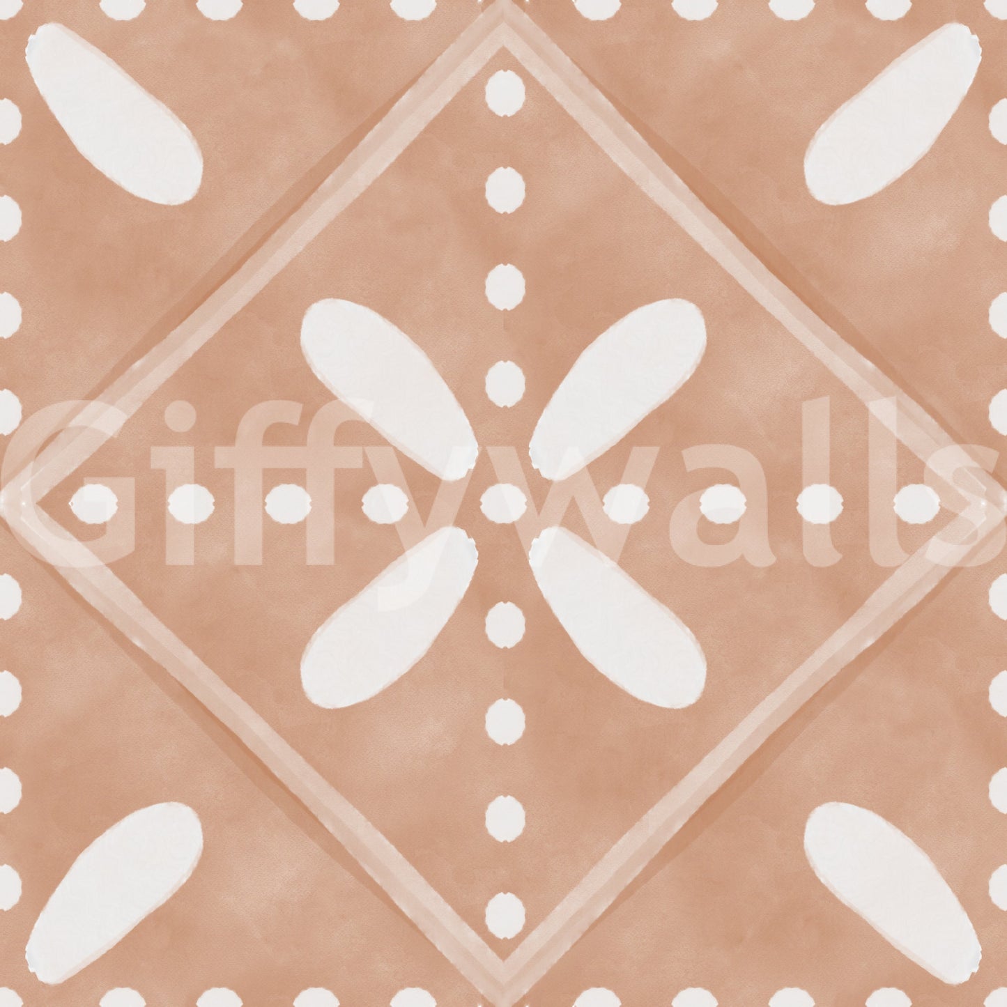 Dotted borders outline the floral shapes on this Cotto wallpaper.