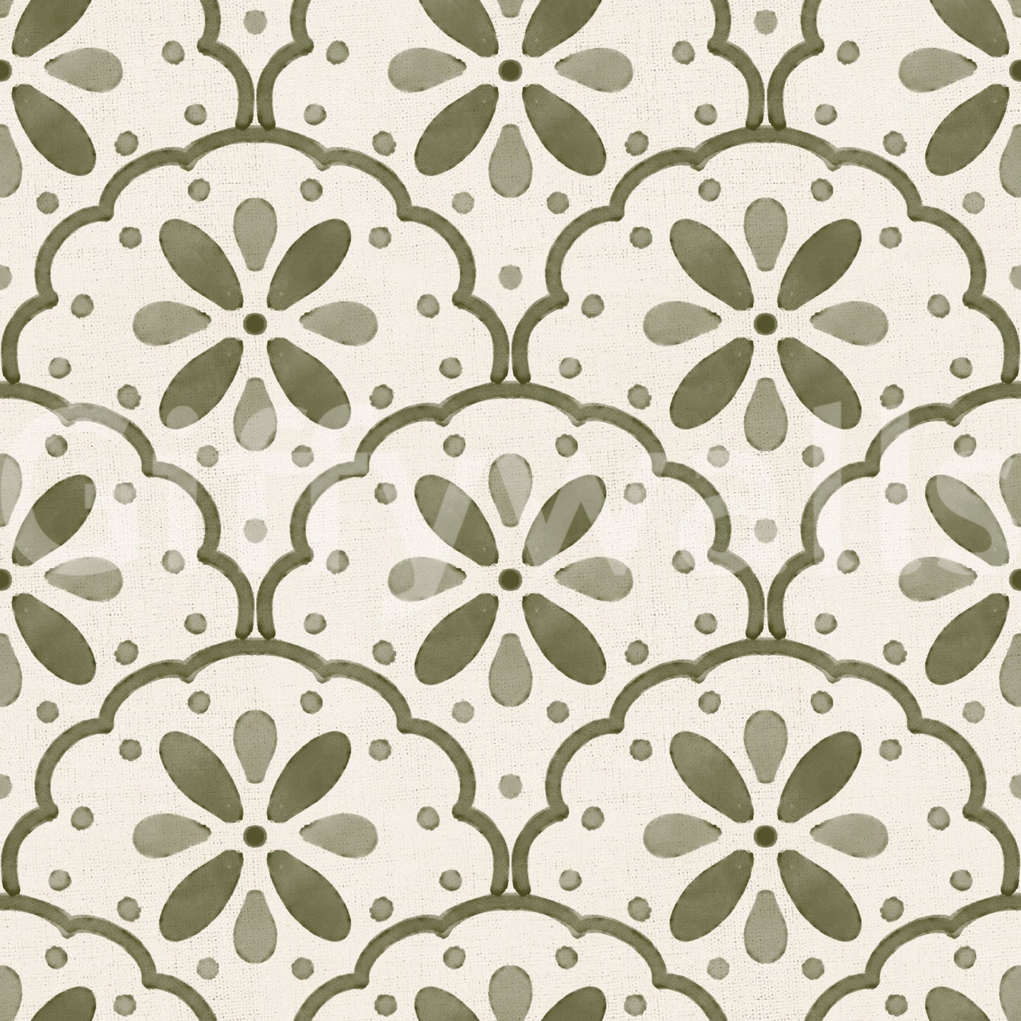 Tuscany Scallop Olive Wallpaper⁠