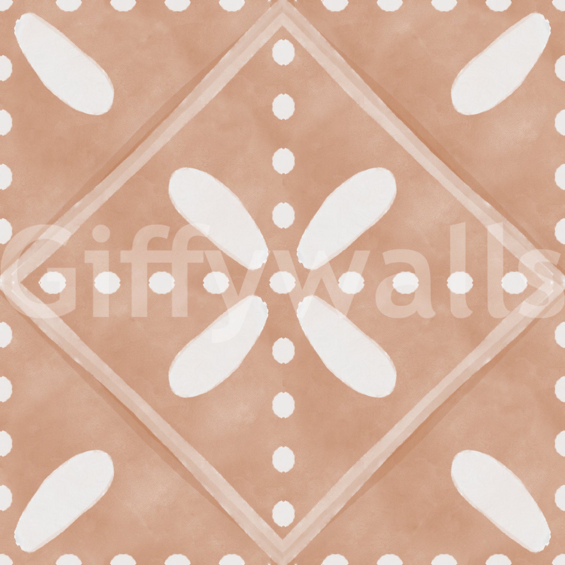 Geometric cotto tile motifs lock together in this Tuscany Bloom wallpaper.