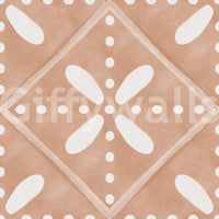 Geometric cotto tile motifs lock together in this Tuscany Bloom wallpaper.