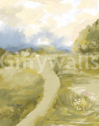 Earthy beige tones beautifully accenting this rural wall mural aesthetic