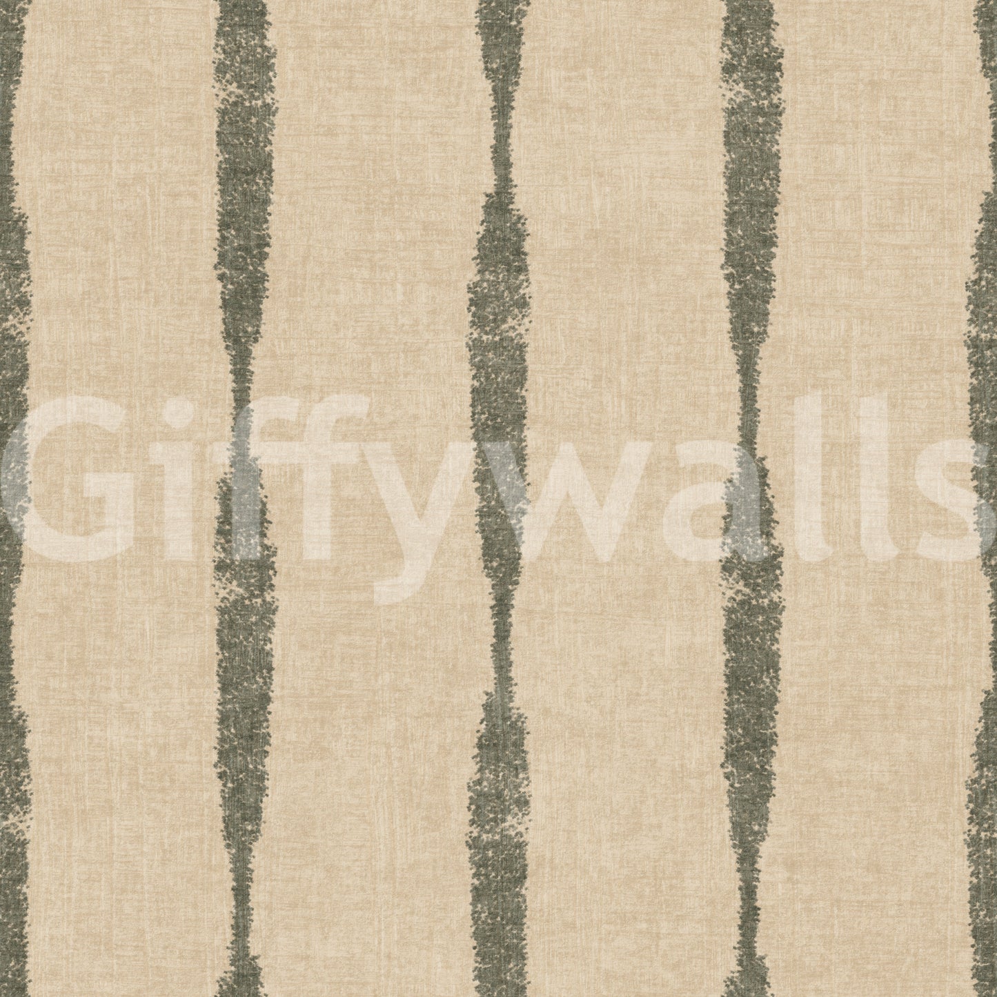 Muted Green Textured Distressed Stripes on Warm Beige Wallpaper⁠