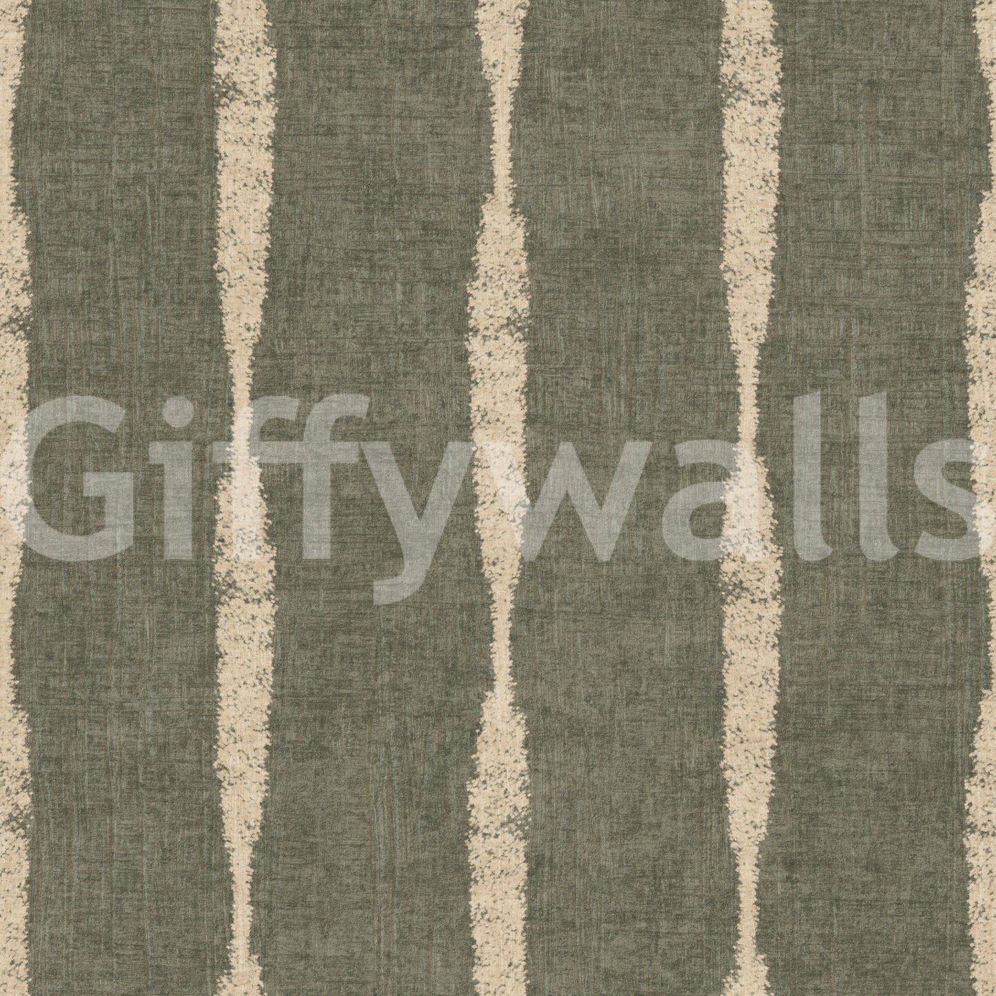 Tactile texture and worn rhythm shaping warm beige and green stripe wallpaper