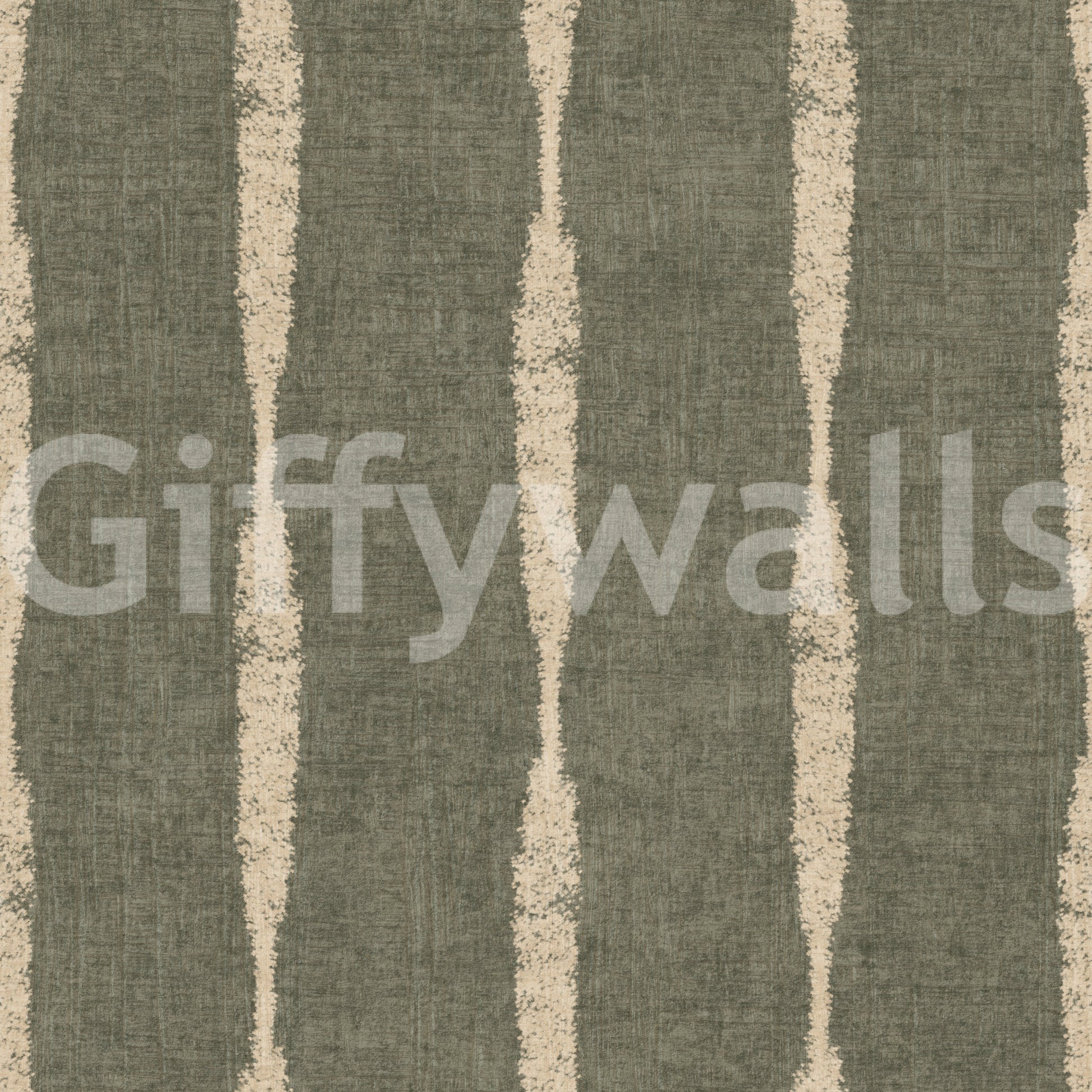 Tactile texture and worn rhythm shaping warm beige and green stripe wallpaper