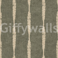 Tactile texture and worn rhythm shaping warm beige and green stripe wallpaper