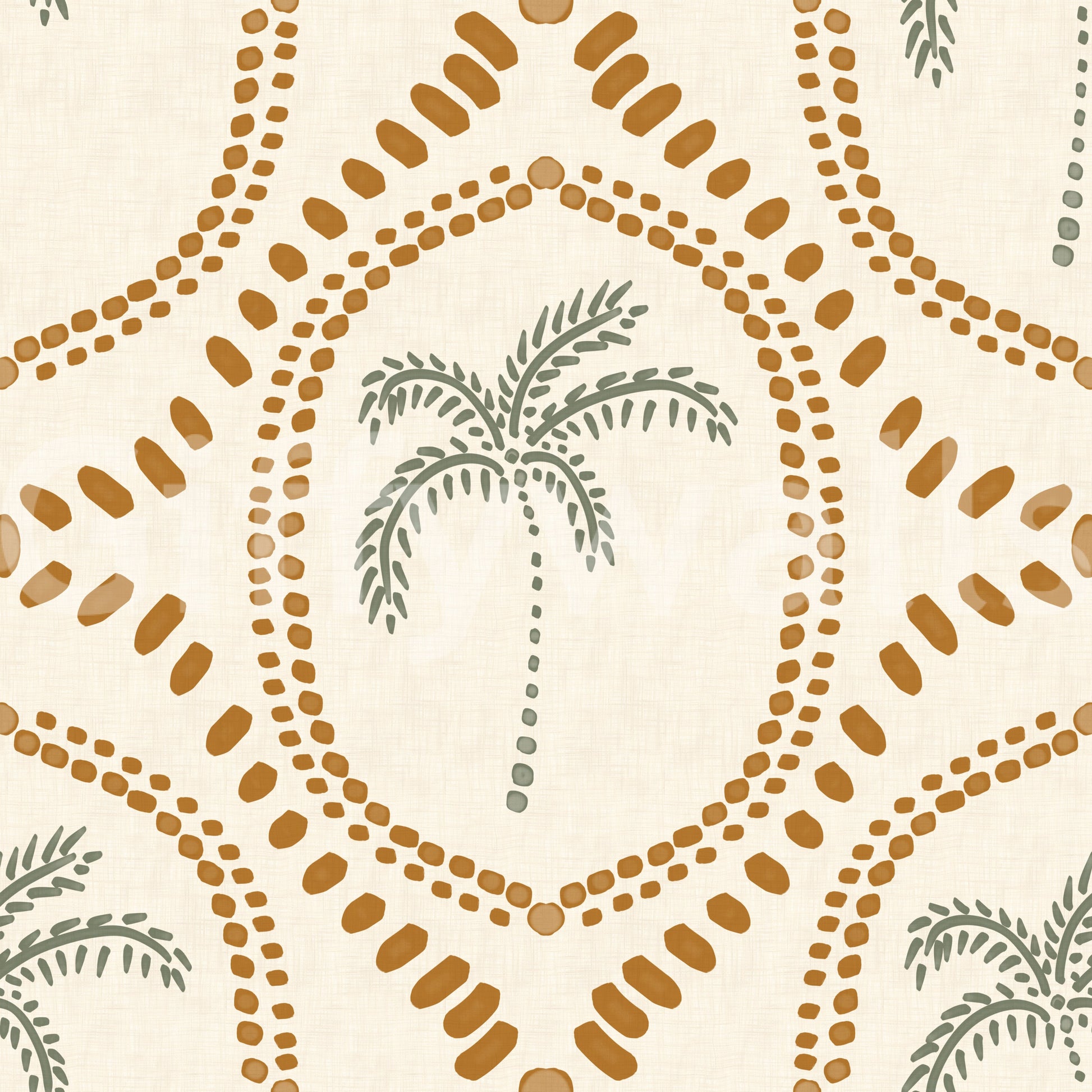 Warm earthy colors emphasizing the striking golden wallpaper motifs