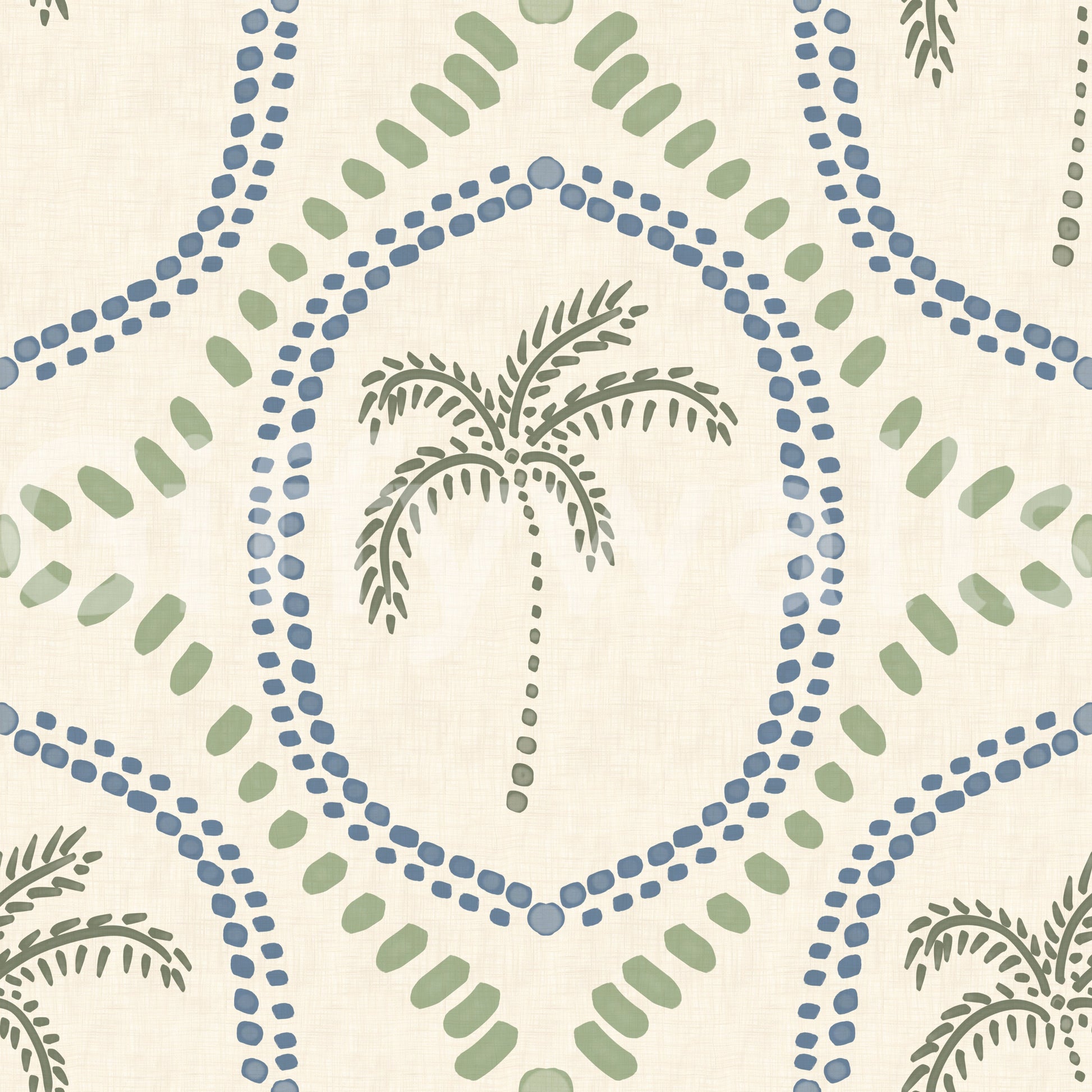 Muted coastal green tones stand out beautifully on this botanical wallpaper.