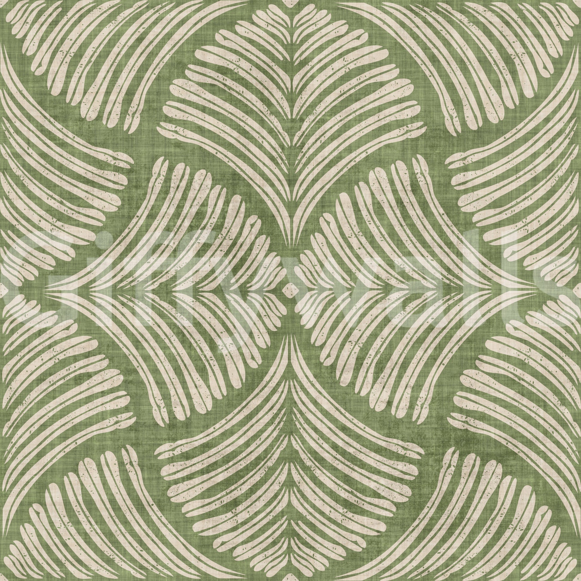 Geometric elements within the Moss Green Textured Scallops Fan wallpaper.