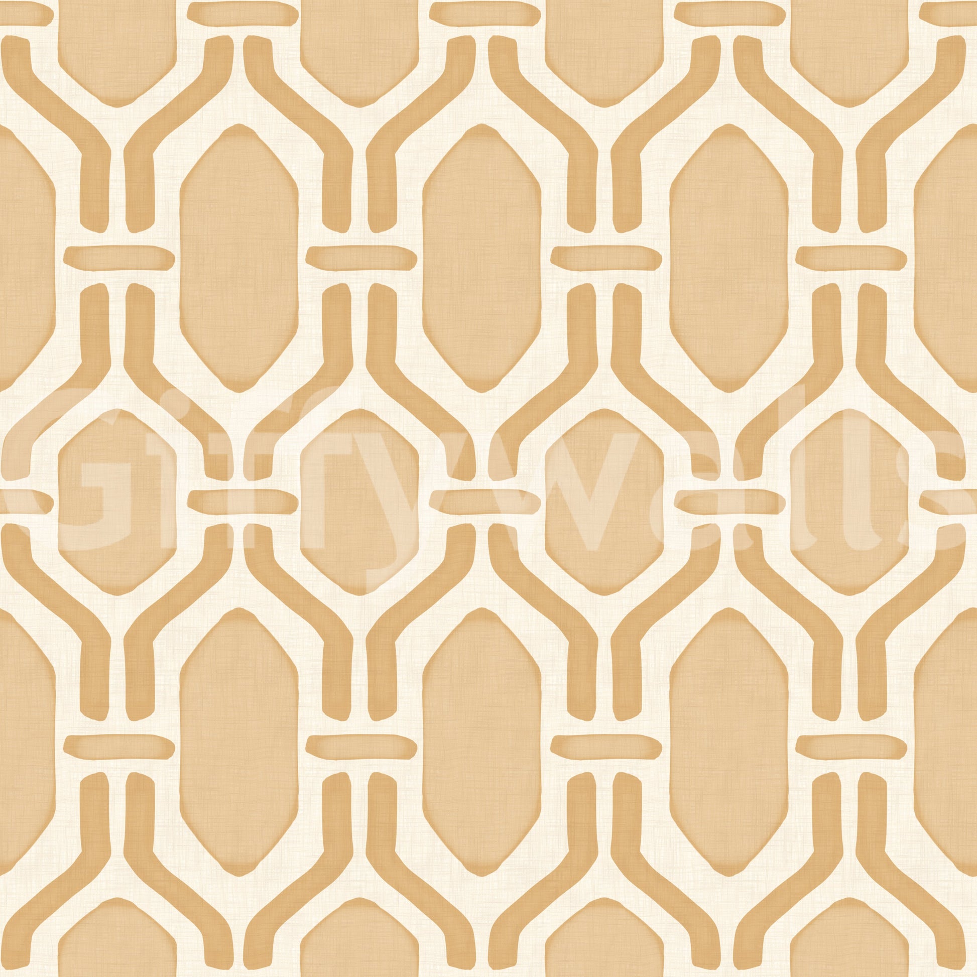 A geometric composition defines the art deco trellis sand wallpaper.