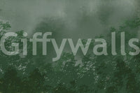 Matte emerald tones keep the Canopy Mist wall mural still and dark.